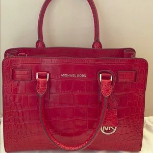 Auth Michael Kors Leather Croc Embossed Dillon